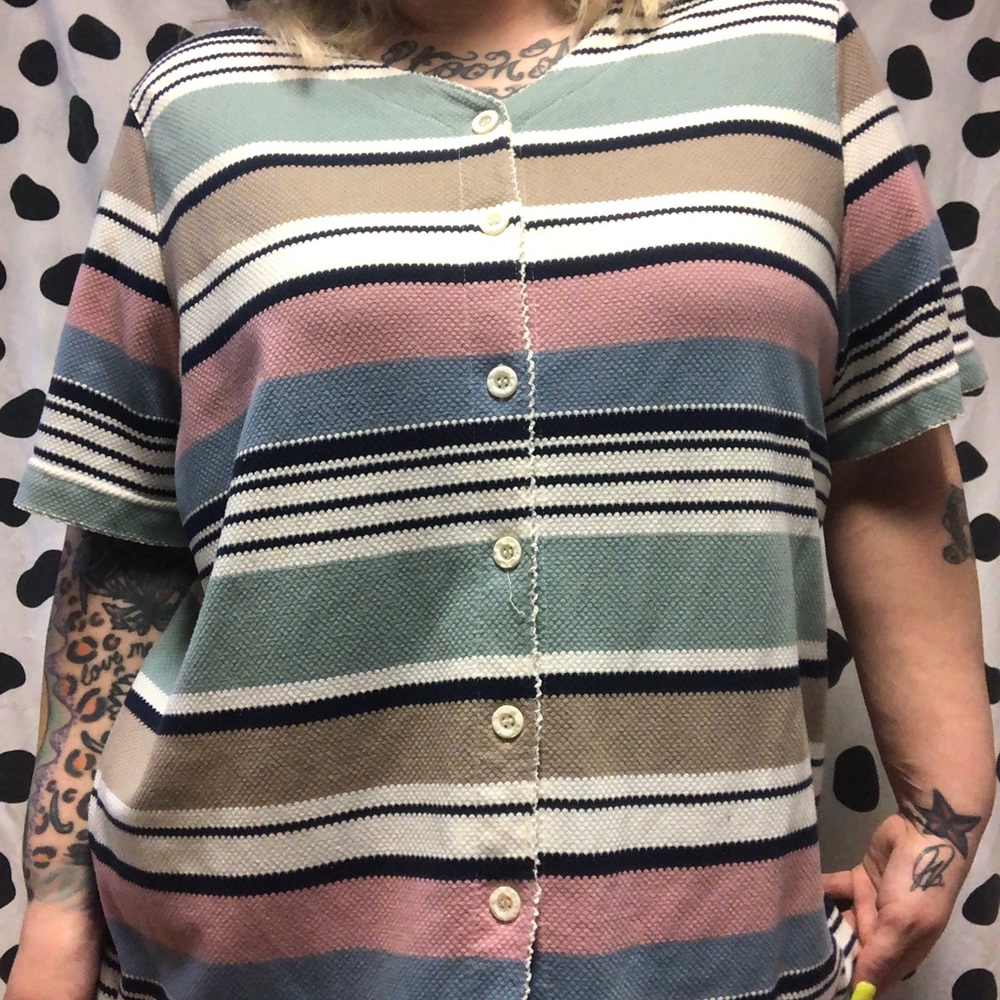 Striped Vintage Button Blouse